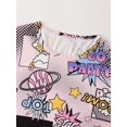 thumbnail image 4 of Conjunto De Pijama Con Estampado De Grafiti De Dibujos Animados, Camiseta De Manga Corta Con Cuello Redondo, Pantalones Cortos Y Pantalones De Salón, Ropa De Dormir Y Ropa De Salón Para Mujer, 4 of 4