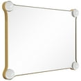 thumbnail image 5 of "Elegance Rectangular Wall Mirror", 27"x39" Featuring 3" Half Sphere Corner Glass Embellishment, on Gold Iron Frame, 5 of 12