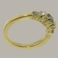 thumbnail image 3 of LBG British Made 10k Yellow Gold Natural Tanzanite & Cultured Pearl Womens Promise Ring - 33 size options - Size 6.5, 3 of 6