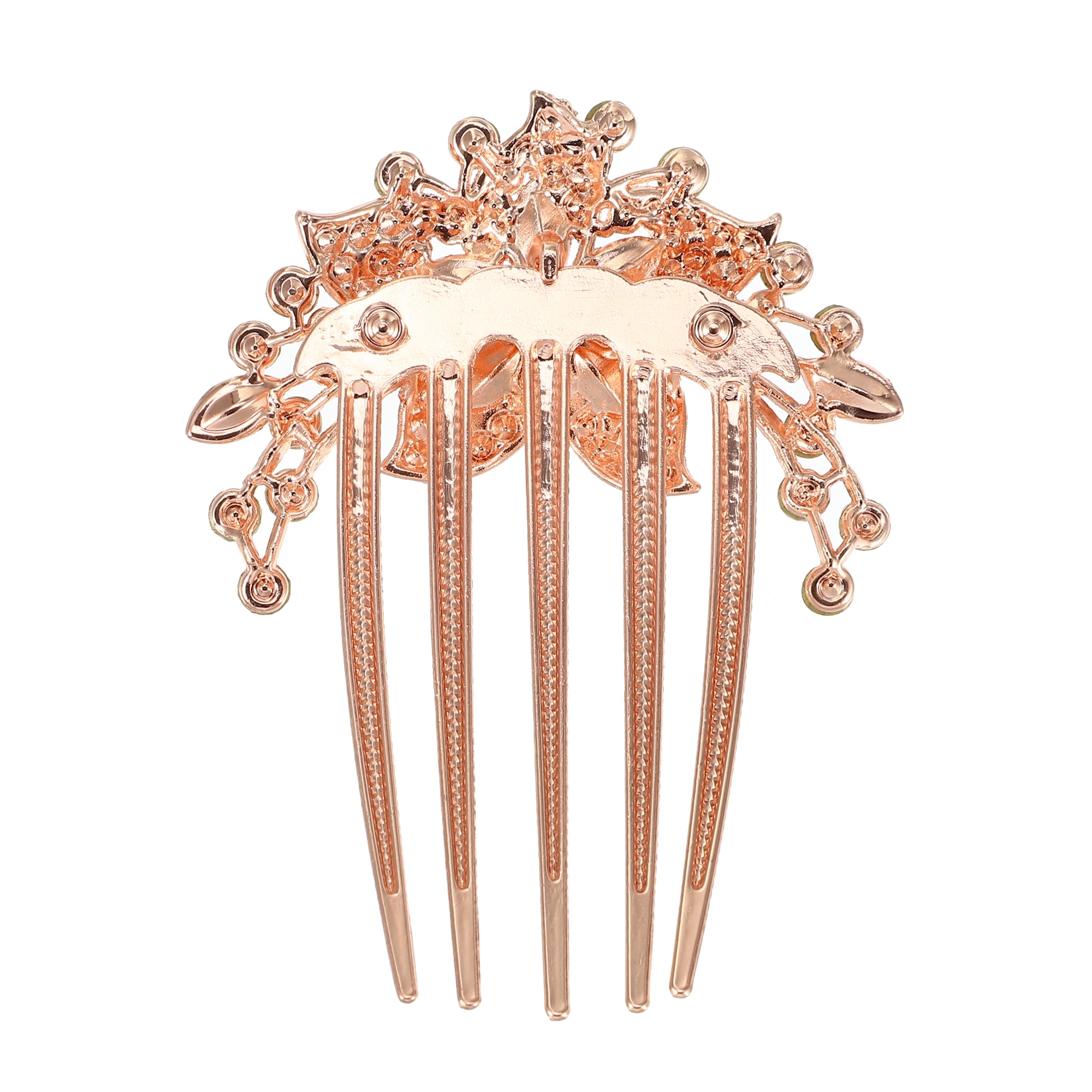 Unique Bargains Women Rhinestone Inlaid Flower Hair Comb 1Pc Violet