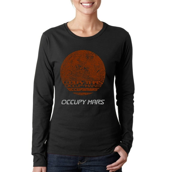LA Pop Art Women's Word Art Long Sleeve T-Shirt - Occupy Mars