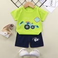 thumbnail image 2 of Ensemble Tenue Garçon Imprimé T-Shirt Manches Courtes Hauts Shorts Décontractés Col Rond Vêtements d'Été Bébé Garçon Vêtements Bébé 5-6 Ans Garçons Filles Mode, 2 of 3