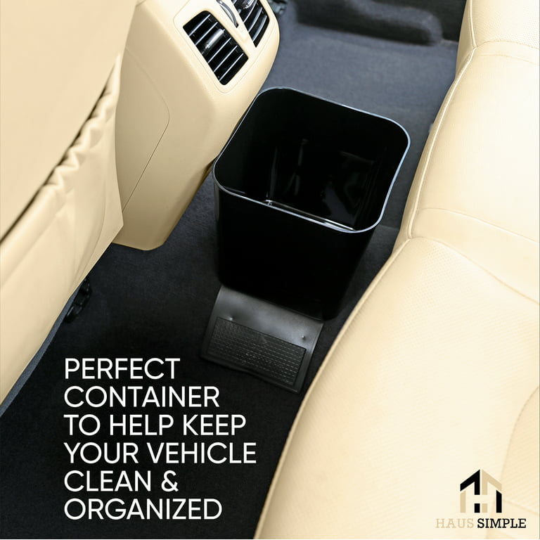 Haussimple Car Trash Can Spill-Proof Garbage Bin Auto Interior Organizer  with Stabilty Flap (Black)