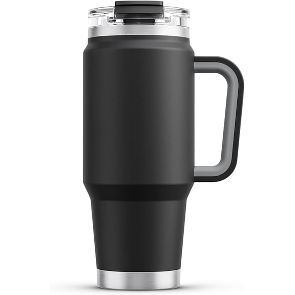 32 oz Tumbler with Handle, Insulated Tumbler with Lid and Straw, Stainless Steel Travel Mug, Keeps Cold for 24 Hours, 100% Leak Proof, Fits in Car Cup Holder (Night)