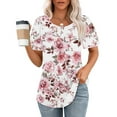 thumbnail image 1 of EQWLJWE Hauts pour Femmes Décontractés Plus, Hauts d'Été pour Femmes 2024 Tendance Vacances, Haut Décontracté à Manches Courtes Col Rond Imprimé, 1 of 7