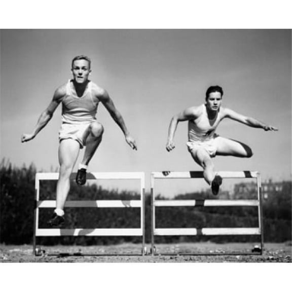 Posterazzi SAL25550143 Two Athletes Jumping Over Hurdles Poster Print - 18 x 24 in.