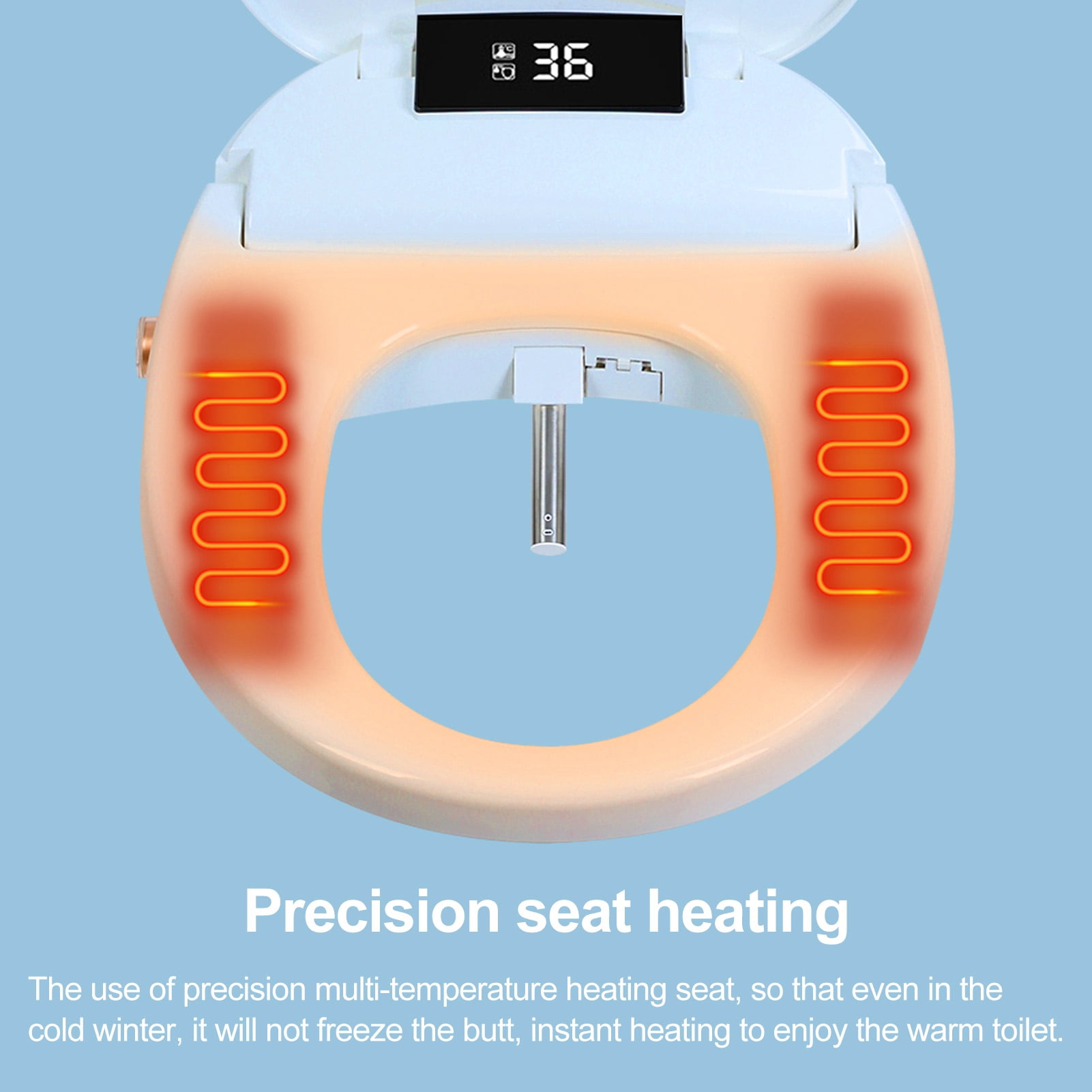 solautey Electric Bidet Toilet Seat, with Wireless Remote and Side Panel, Elongated Heated Toilet Seat with Instant Warm Water & Dryer, Self-Clean Nozzle, Automatic Flip Cover