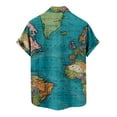 thumbnail image 4 of Hawaiian Shirt for Men Casual Button Down Short Sleeve Unisex Beach Shirts Fashion World Map Print Summer Tops, 4 of 5