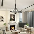 thumbnail image 2 of ACROMA Fidenza 12-light Modern Farmhouse Empire Wagon Wheel Chandelier with UL - D40'' * H135'' Muted Brass & Matte Black Satin, Matte, 2 of 5