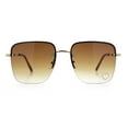thumbnail image 4 of Womens Rimless Rectangle Rhinestone Heart Jewel Studded Lens Metal Sunglasses Gold - Brown, 4 of 8