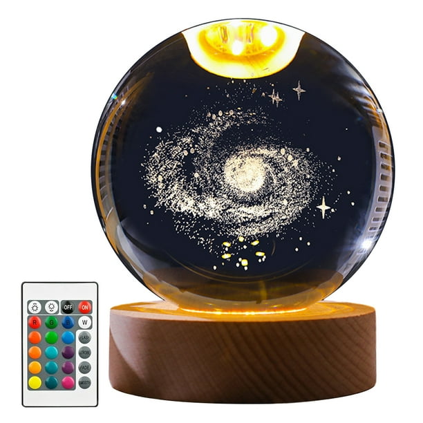 Lámpara de mesa de madera que cambia de color con base de luz nocturna 3D Galaxy 16