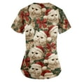 thumbnail image 4 of Garbnen Christmas Scrubs Top V Neck Short Sleeve Womens Dressy Tops Thanksgiving Holiday Nurse Working Uniforms with Pockets S-5XL, 4 of 6