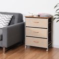 thumbnail image 2 of Costway 3 Tiroirs Tissu Rangement Organisateur Unité Côté Table Commode Armoire W / Roues, 2 of 10