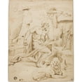 thumbnail image 2 of After Bartolommeo Passarotti 20x24 Gold Ornate Framed and Double Matted Museum Art Print Titled - Saint Jerome, 2 of 4