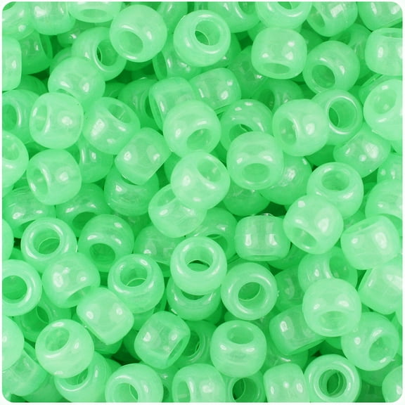 BeadTin Green Glow 9mm Barrel Pony Beads (500pc)