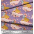 thumbnail image 3 of Soimoi Purple Cotton Poplin Fabric Artistic Leaf & Floral Print Sewing Fabric Yard 56 Inch Wide, 3 of 3