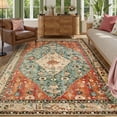 thumbnail image 3 of Lahome Decor 5'x7' Bohemian Vintage Rug,5x7ft Area Rug,Washable Rugs for Living Room,Traditional Non-slip Indoor Carpet Low Pile Ultra-Thin Boho Tribal Rug for Bedroom Dining Room Office,Red, 3 of 10