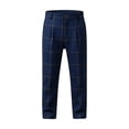 thumbnail image 6 of CYRBOKO Boys' Dress Pants, Casual Plaid Button Back-to-School Uniform Pants Navy Size 5-6 T, 6 of 7