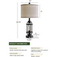 thumbnail image 2 of 23.75" Industrial Black Metal Table Lamp Living Room Bedside Lamp Bedroom Lamp Set of Two with Bulb, 2 of 5