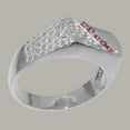 thumbnail image 3 of LBG British Made 10k White GoldMens Ring Natural Pink Tourmaline band Ring - 33 size options - Size 7.5, 3 of 6