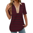 thumbnail image 2 of YHAJDS Polo Shirts for Women Short Sleeve Collared Striped Print Casual Fashion Top Blouse, 2 of 5