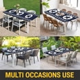 thumbnail image 5 of Western Star Ethnic Table Cloths for 8 Foot Rectangle Tables, Navy Blue Texas Ethnic Stars Vintage Patio Waterproof Elastic Fitted Tablecloths, Washable Rectangular Table Cover for Camping, 5 of 8