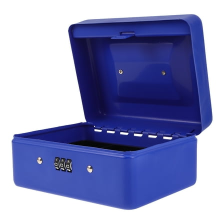 IDEANATEGRATE 1Set Metal Cash Box With Combination Lock Portable Blue 5.89X4.52X2.95In For Home Office Retail Environments