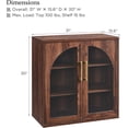 thumbnail image 2 of Glass Arched Door Sideboard Buffet Cabinet, Accent Cabinet with Adjustable Shelf, Wood Modular Credenza Storage Cabinet for Dining Room, Living Room, Entryway, Brown, 2 of 8