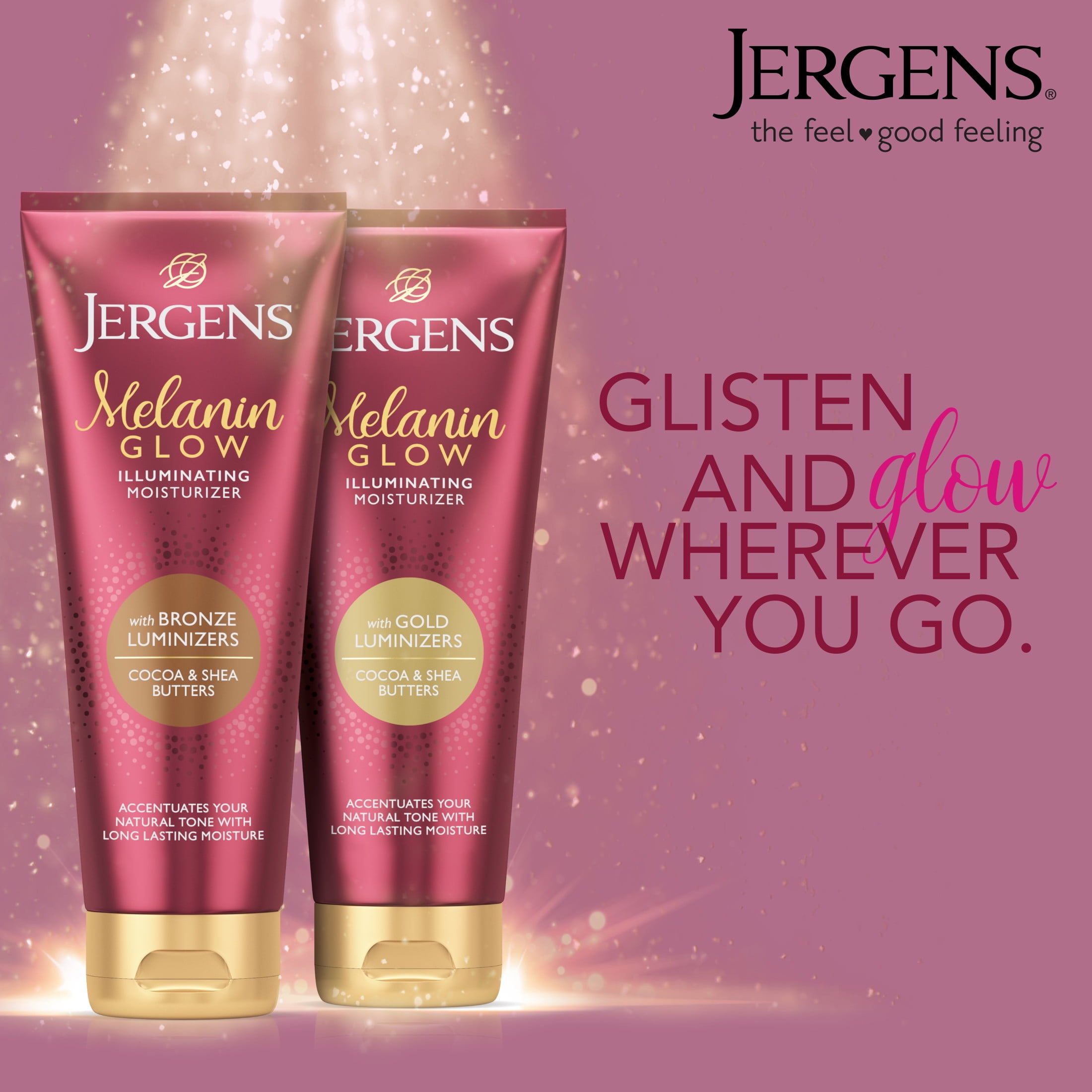 Jergens Hand and Body Lotion, Melanin Glow Illuminating Moisturizer Bronze Luminizers 7 Oz
