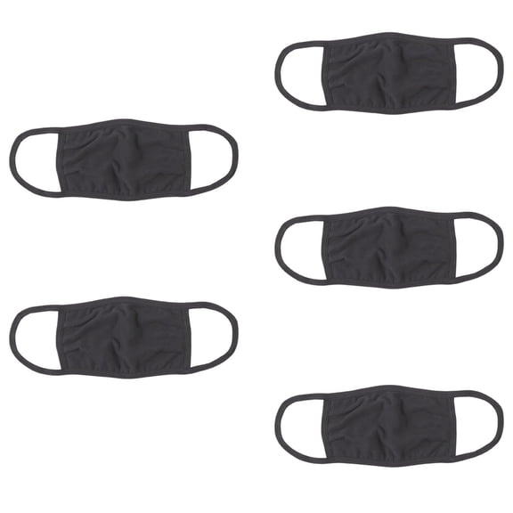 TELOLY 100% Cotton 5-Pack Adult Face Mask,Black,Unisex,Cloth Masks for Adults Washable,Black Face Mask