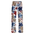 thumbnail image 3 of Women's Independence Day Pants Patriotic Star USA Flag Print Elastic High Waist Pants Wide Leg Casual Casual Breathable Lounge Pants, #01 Blue, XL, 3 of 5