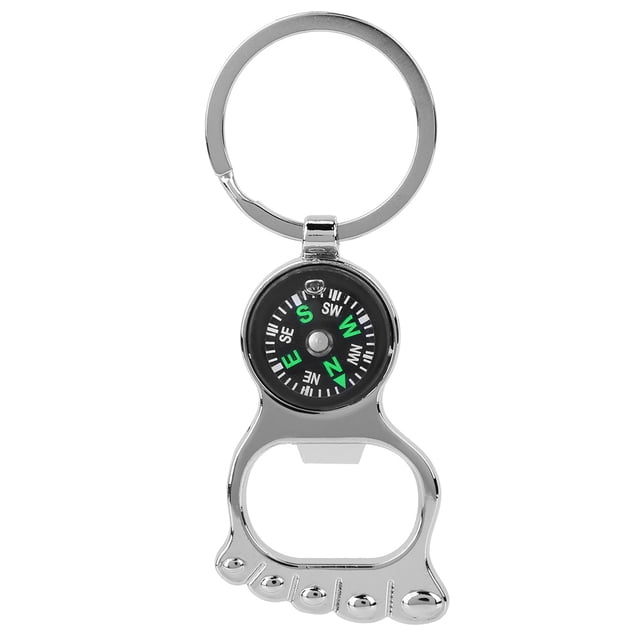Abridor de botellas de cerveza con forma de pie, minibrújula multifunción, llavero, regalo de fiesta