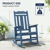SERWALL Outdoor Rocking Chair, HDPE Patio Rocking Chair, Heavy Duty ...