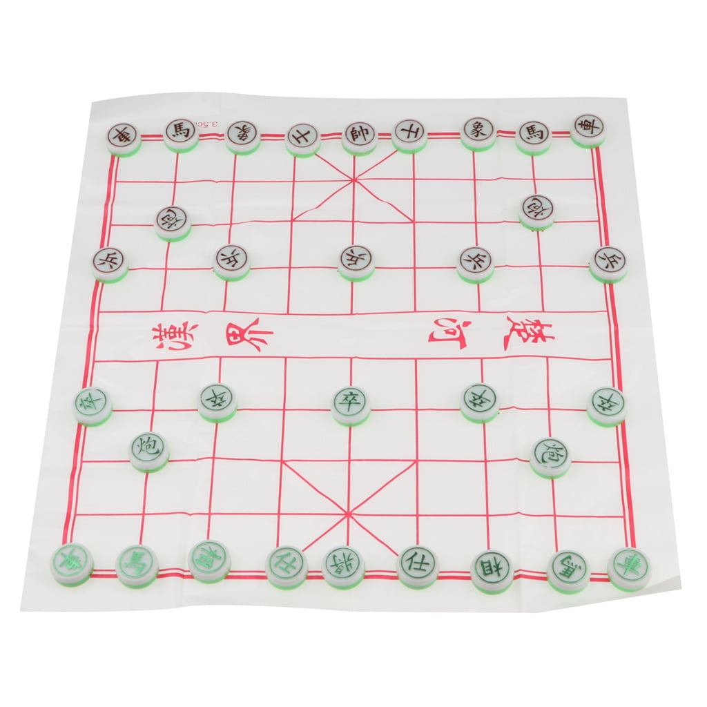 Xiangqi-Chinese Chess Set Plastic Board and Game Pieces for Camping Game 