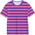 thumbnail image 3 of RTKFRFLM Boys' Short Sleeve Graphic T-Shirt Classic Striped Print Crewneck Summer Top for Kids Fashionable Casual Cotton Tee Comfortable Breathable School Clothes for Active Youths Size 4-18, 3 of 3