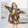 thumbnail image 5 of FORMRS Wearable Blanket Hoodie with Sleeves for Kids Cozy Flannel Sweatshirt, Red Geometric, 5 of 7