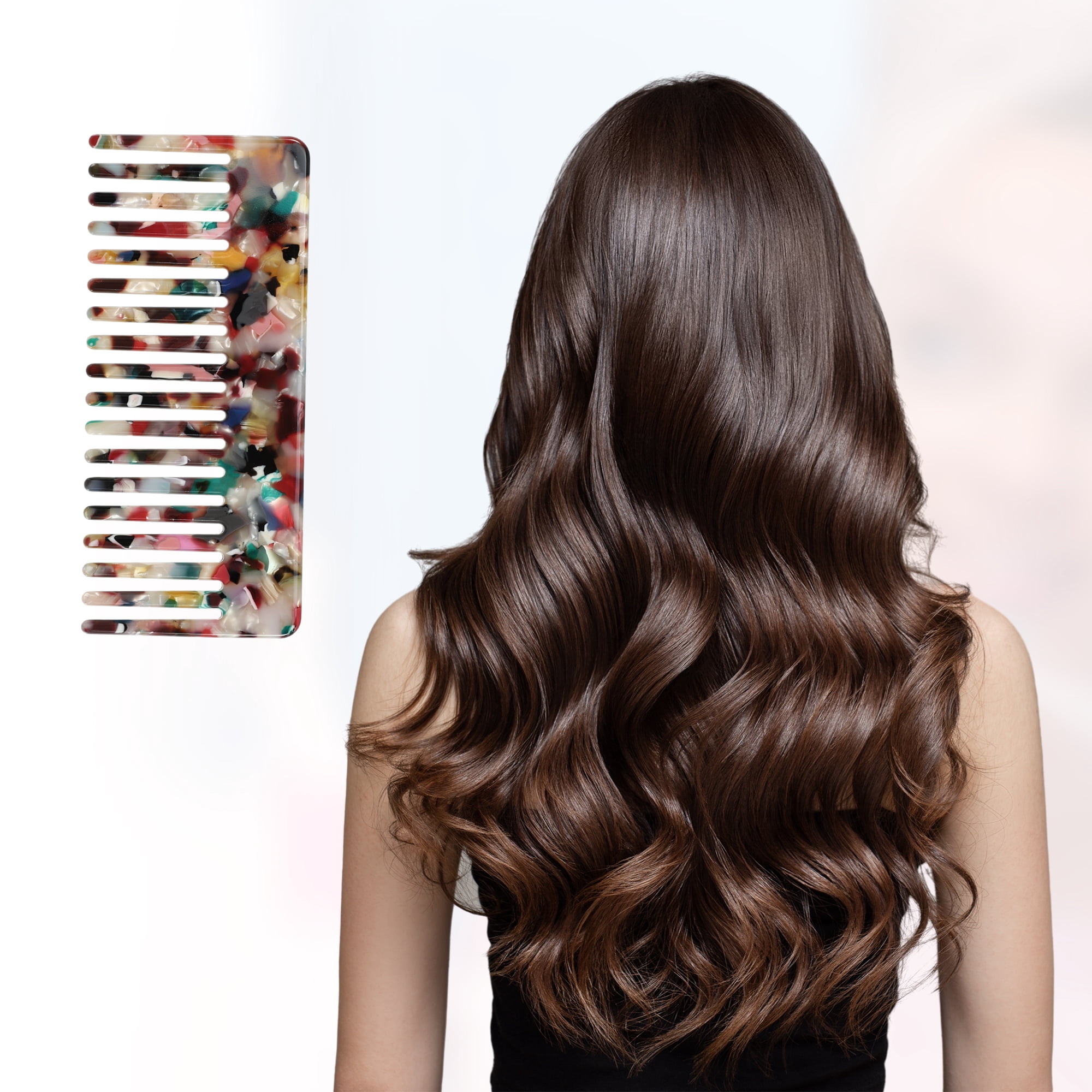 Unique Bargains 1Pc Women Heat Resistant Wide Tooth Comb Assorted Color