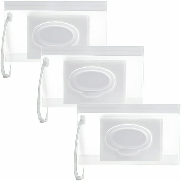 ACDANC Refillable Reusable Wet Tissue Holder Baby Wipes Pouch Dispenser Container Bag for Travel Stroller (3Pcs)