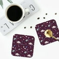 thumbnail image 4 of Lsque Space Dinosaur Pattern 4" Drink Coasters Set of 4, PVC Leather Absorbent Coasters, Table Coaster Set Decorative Coffee Cup Coasters Housewarming Gift -Square, 4 of 6