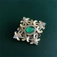 thumbnail image 4 of Geometric Green Stone Brooch Pin for Women Unisex Gold-Toned Rhinestone Hollow Brooches Lapel Pins Fashion Crystal Dress Accessories Elegant Jewelry, 4 of 6