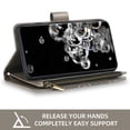 thumbnail image 6 of Compatible with Samsung Galaxy S20 Ultra 5G Wallet Phone Case and Tempered Glass Screen Protector Flower Faux Leather Flip Credit Card Holder Stand Zipper Cell Cover for S20ultra 20S G5 Women Grey, 6 of 9