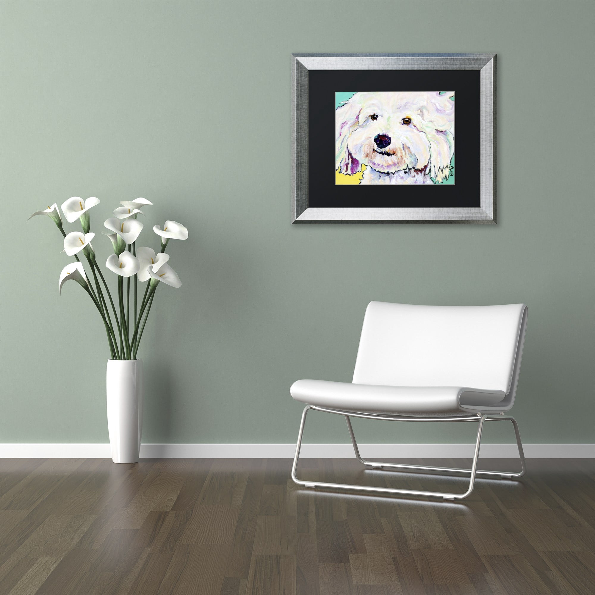 Trademark Fine Art "Buttons" Canvas Art by Pat Saunders-White Black Matte, Silver Frame
