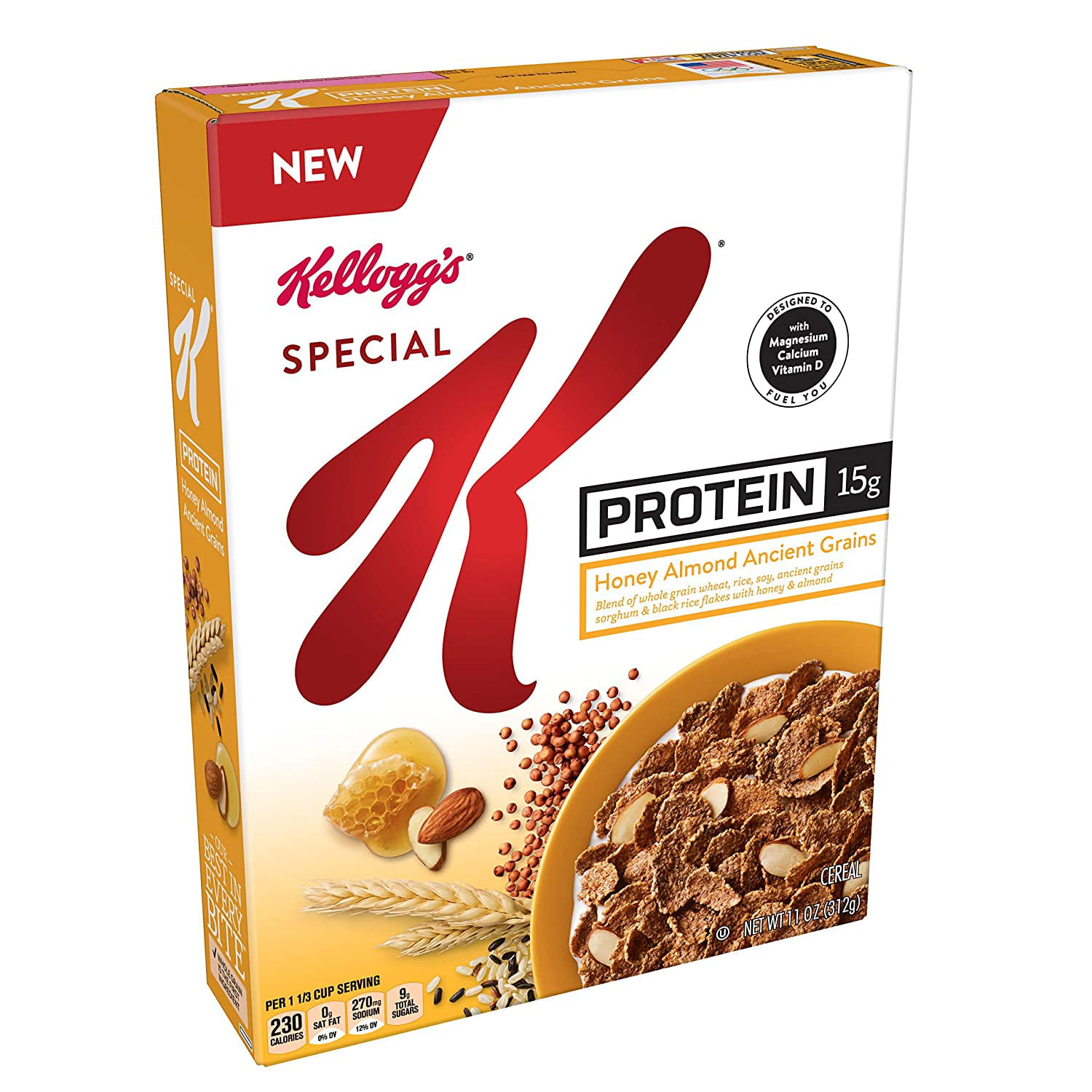 Kelloggs Special K Probiotics, Breakfast Cereal, Protein Honey Almond Ancient Grains (10 Count of 11 oz Boxes) 110 oz