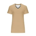 thumbnail image 5 of Loopsun Plus Size Womens Summer Tops, Women's Casual Blouses Solid Color T-Shirt Short Sleeved V-Neck Top Khaki S, 5 of 5