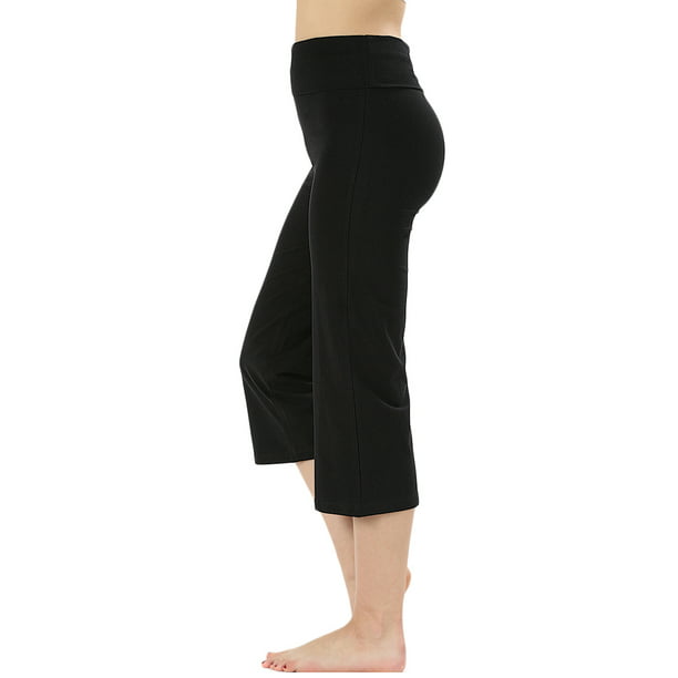 Zenana - Women & Plus Size Fold Over Capri Lounge Cotton Yoga Pants ...