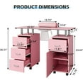 thumbnail image 3 of Professional Nail Tech Station with Electric Downdraft Vent, Locking Casters & Storage Drawers, 43” Salon Manicure Table with Wrist Cushion & Dust Collector, 3 of 8