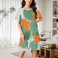 thumbnail image 2 of Nasturtiums on Linen Women Nightgown Sleepwear Short Sleeves For Vacations Travels Nightgowns Women's Pajamas, 2 of 7