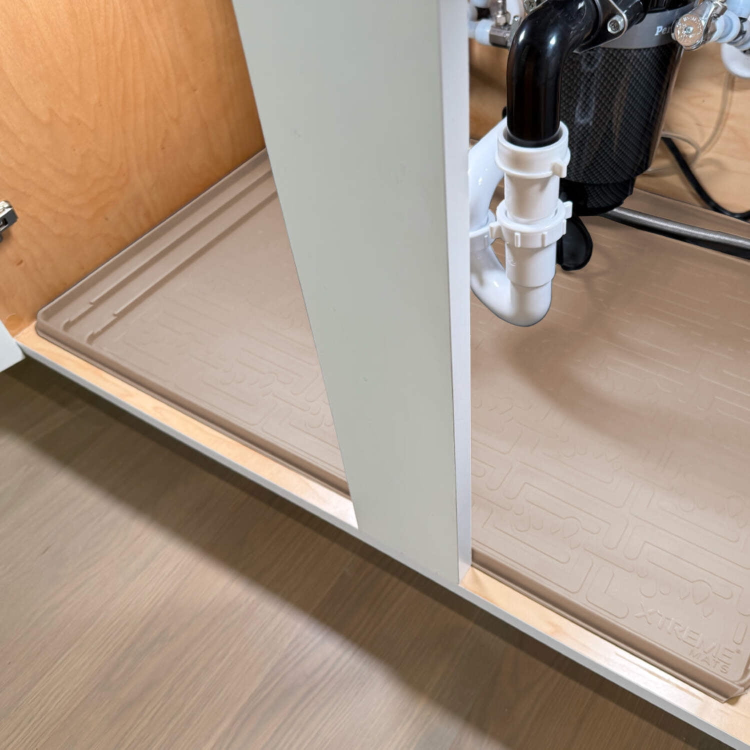 XTREME MATS Trimmable Rubber Under Sink Cabinet Mat – Ultimate Waterproof Protection for Kitchen or Bathroom Cabinets with Patented Overflow Channel 34" 1/4 x 22" 1/4