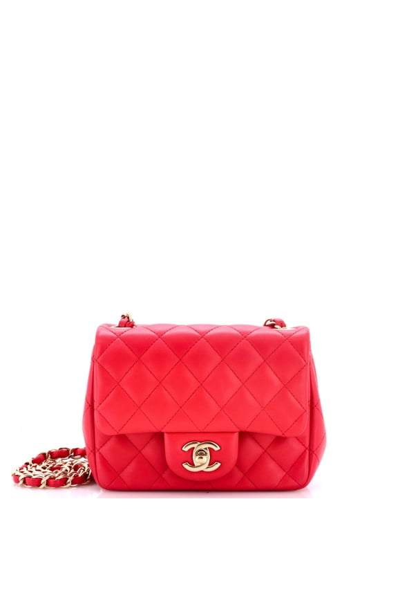Pre-Owned Square Classic Single Flap Bag Quilted Lambskin Mini By Rebag