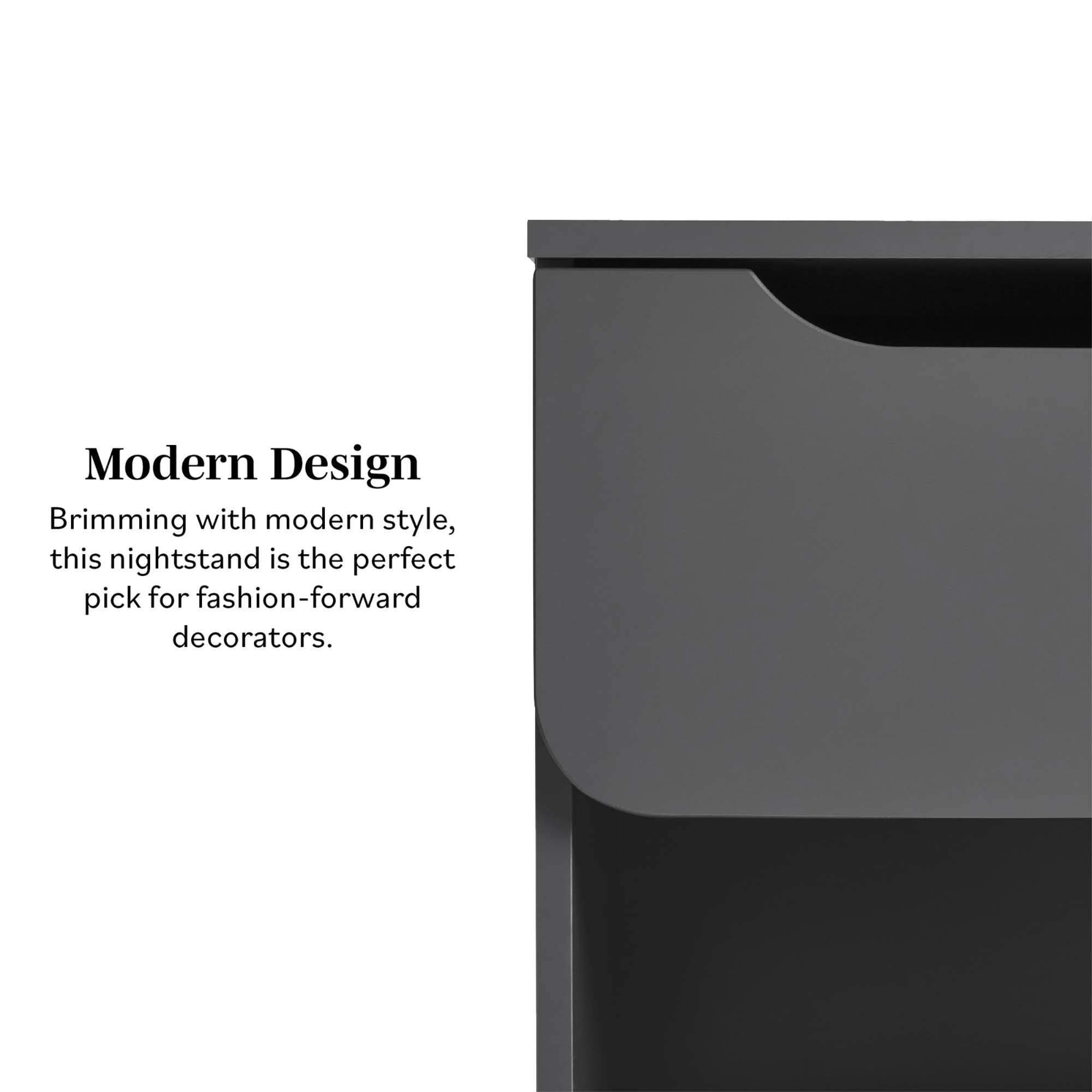 Walker Edison Modern Scandi 1-Drawer Nightstand, 2 Pack, Dark Grey